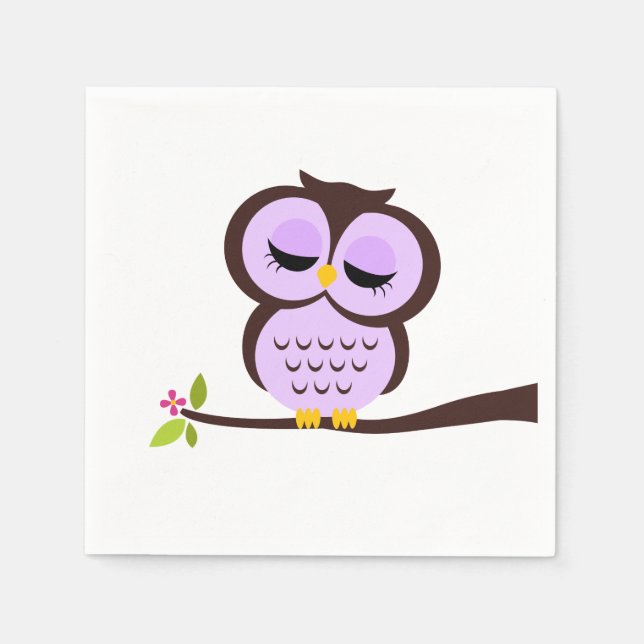 Cute Purple Owl Napkin (Front)