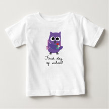 Cute, purple owl, owlet "First day of school"