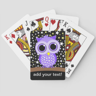 cute purple owl playing cards