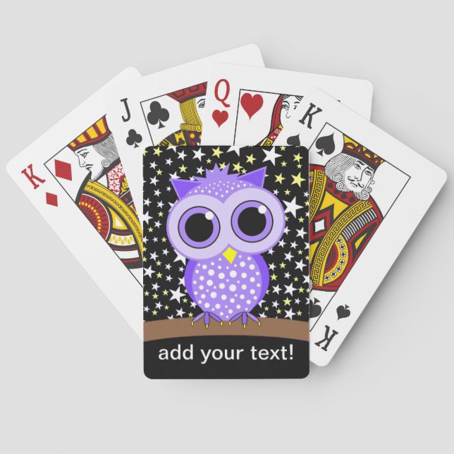 cute purple owl playing cards (Back)