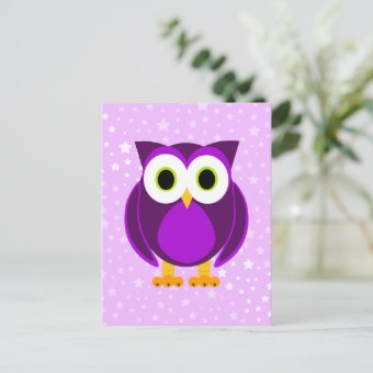 Cute Purple Owl Postcard | Zazzle