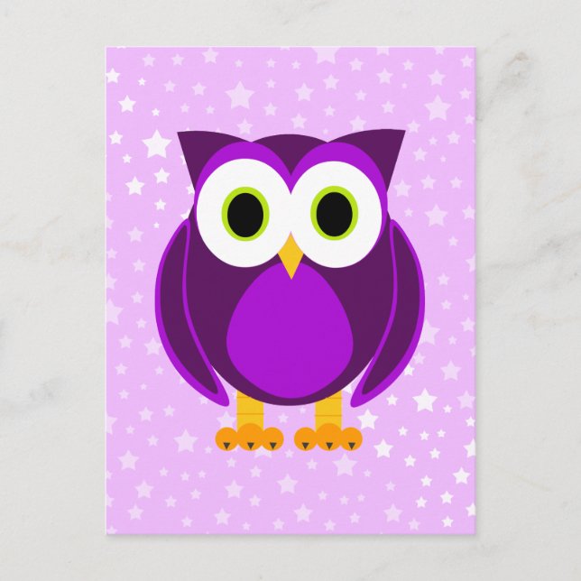 Cute Purple Owl Postcard (Front)