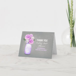 Cute purple painted mason jar thank you cards