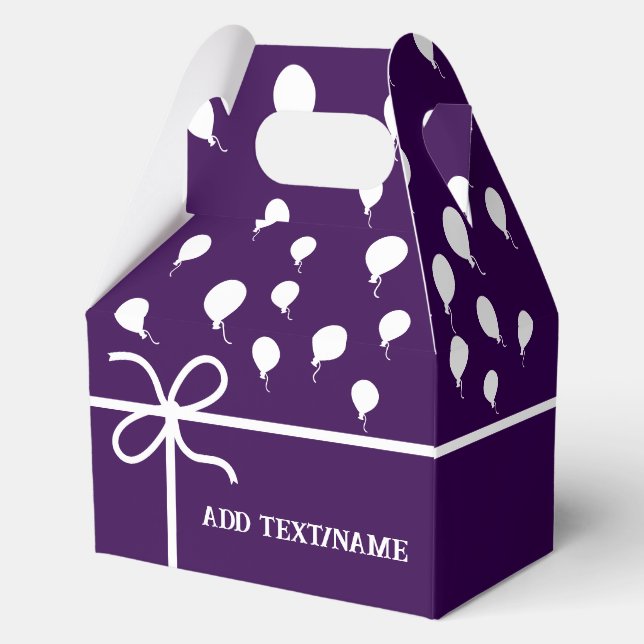Cute Purple Party Balloons And Ribbons Custom   Favor Box (Front)