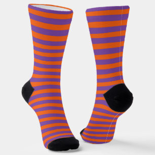 cute purple peach stripe tiled pattern socks