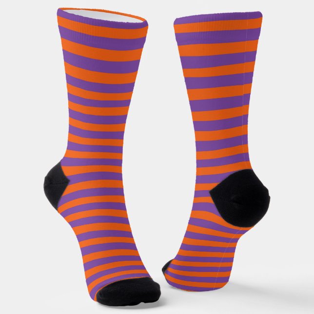cute purple peach stripe tiled pattern socks (Angled)