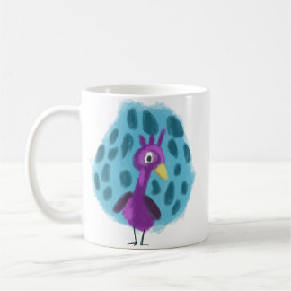 Cute Purple Peacock Abstract Leaf Pattern Coffee Mug