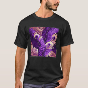Cute Purple Peacock Feathers Illustration Birds Wo T-Shirt