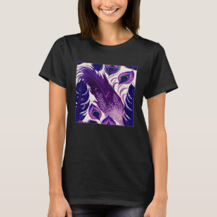 Cute Purple Peacock Feathers Illustration Birds Wo T-Shirt