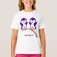 Cute Purple Penguin on Rainbow Custom Kids