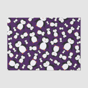 Cute purple penguin pattern tissue paper