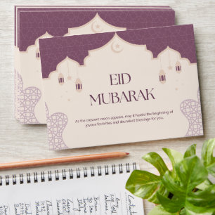 Cute Purple Personalized Eid Money Card Envelopes