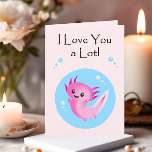 Cute Purple Pink Axolotl Love You Valentine Holiday Card