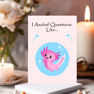 Cute Purple Pink Axolotl Questions Valentine Holiday Card