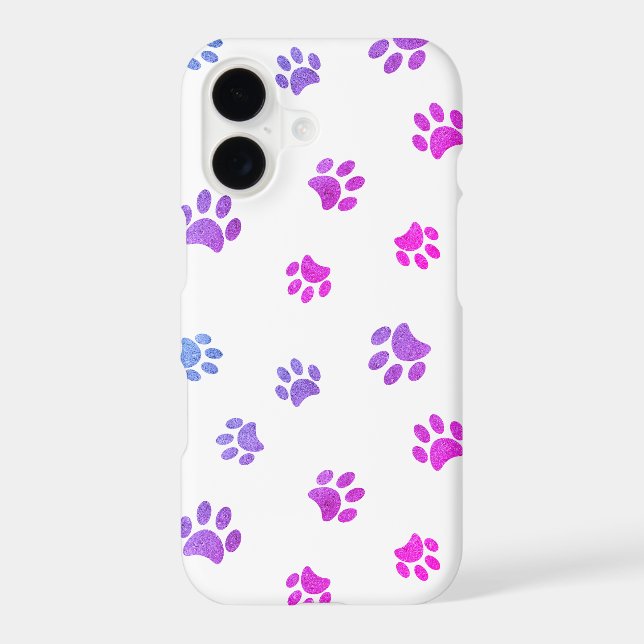 Cute Purple Pink Blue Paw Prints (Back)