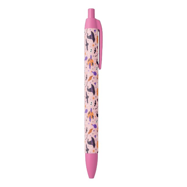 Cute Purple & Pink Halloween Pattern Black Ink Pen (Bottom (Vertical))