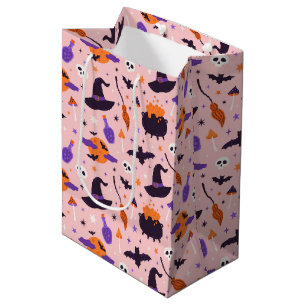 Cute Purple & Pink Halloween Pattern Medium Gift Bag