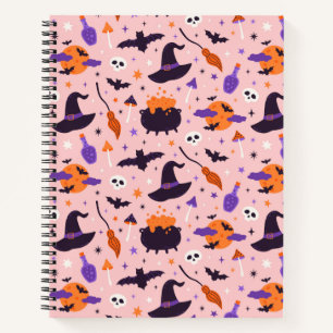 Cute Purple & Pink Halloween Pattern Notebook