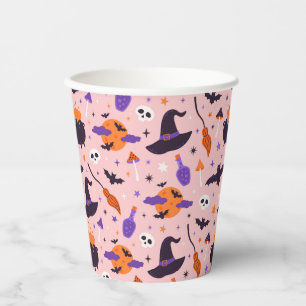 Cute Purple & Pink Halloween Pattern Paper Cups