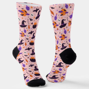 Cute Purple & Pink Halloween Pattern Socks