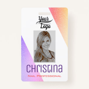 Cute Purple Pink Ombre Gradient Colour Modern Chic Badge