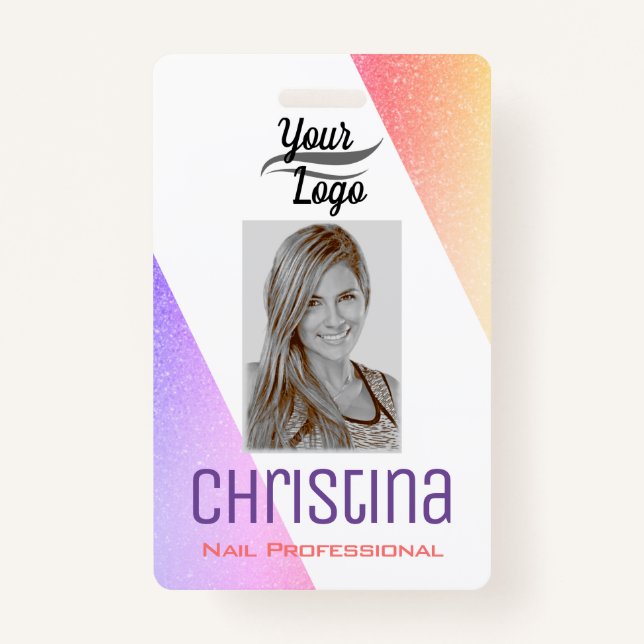 Cute Purple Pink Ombre Gradient Colour Modern Chic Badge (Front)