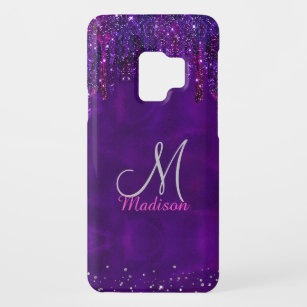Cute Purple pink Unicorn Glitter Drips monogram Case-Mate Samsung Galaxy S9 Case