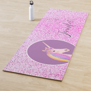 Cute Purple Pink Unicorn Monogrammed Kids Yoga Mat