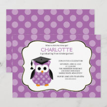 Cute Purple Polka dots Grad Owl Girl Graduation