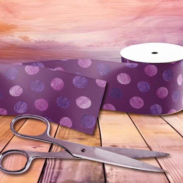 Cute Purple Polka Dots Modern & Elegant Christmas Grosgrain Ribbon (Creator Uploaded)