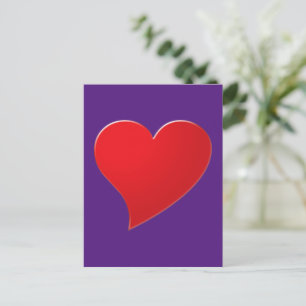 Cute purple red big heart minimalist modern postcard
