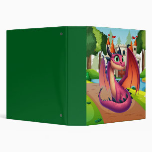 Cute purple/red cartoon dragon binder