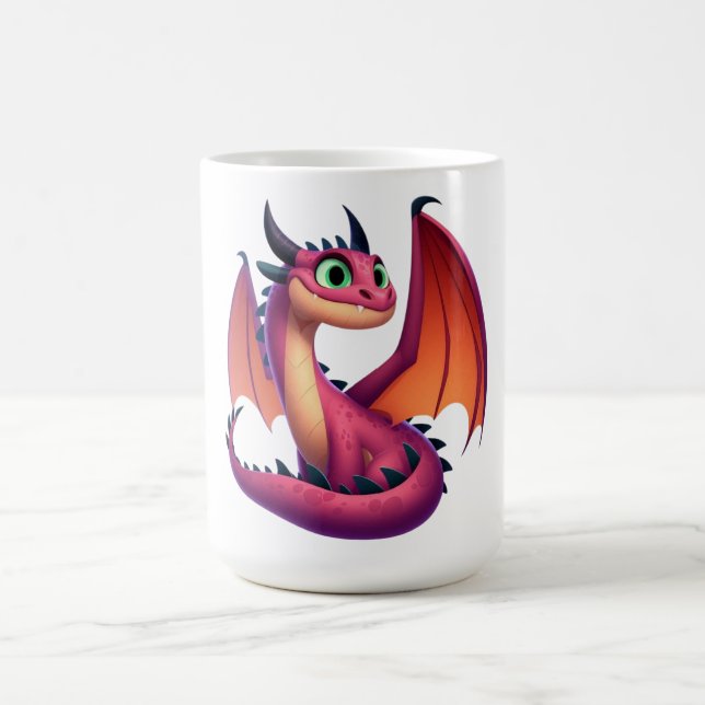 Cute purple/red cartoon dragon coffee mug (Center)