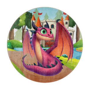 Cute purple/red cartoon dragon cutting board