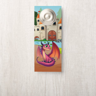 Cute purple/red cartoon dragon door hanger