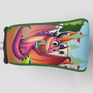 Cute purple/red cartoon dragon golf head cover