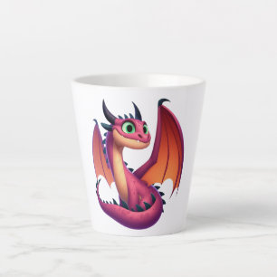 Cute purple/red cartoon dragon latte mug