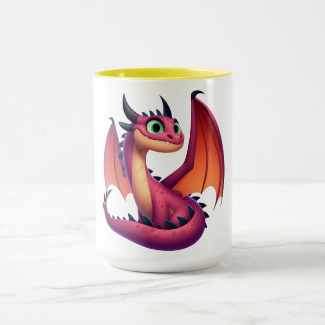 Cute purple/red cartoon dragon mug (Center)