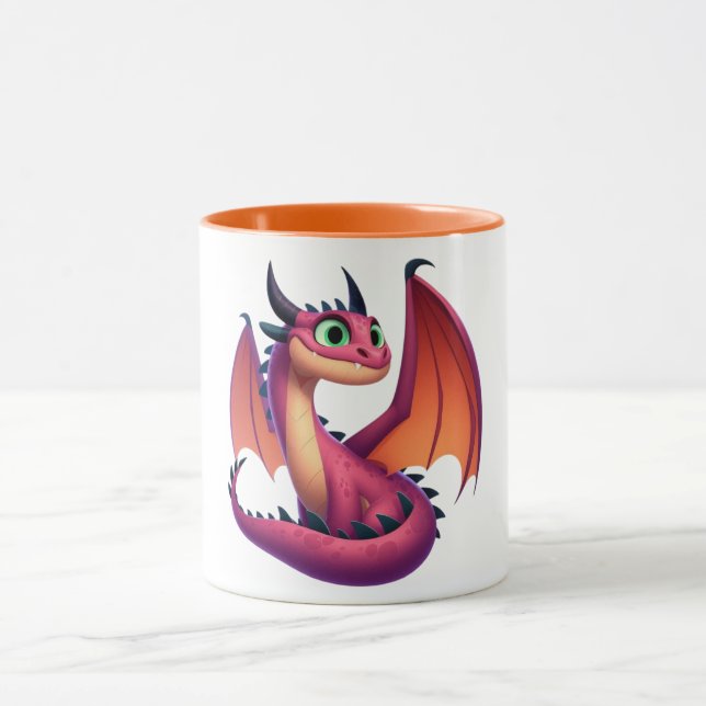 Cute purple/red cartoon dragon mug (Center)