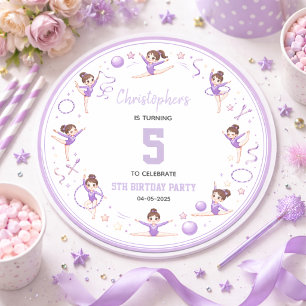 Cute Purple Rhythmic Gymnastics Sporty Theme Classic Round Sticker