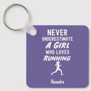 Cute Purple Running Gifts For Little Girls Kids Keychain