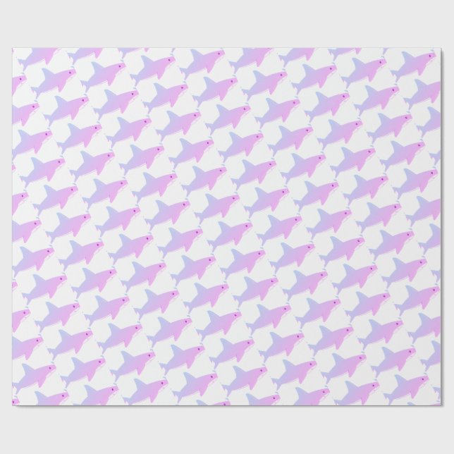 Cute Purple Shark Wrapping Paper (Flat)