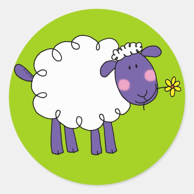 Cute Purple Sheep Cartoon Sticker   (Front)