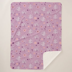 Cute Purple Sheep Pattern Sherpa Fleece Blanket 