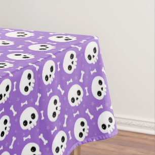 Cute Purple Skull & Bones Halloween Pattern Tablecloth