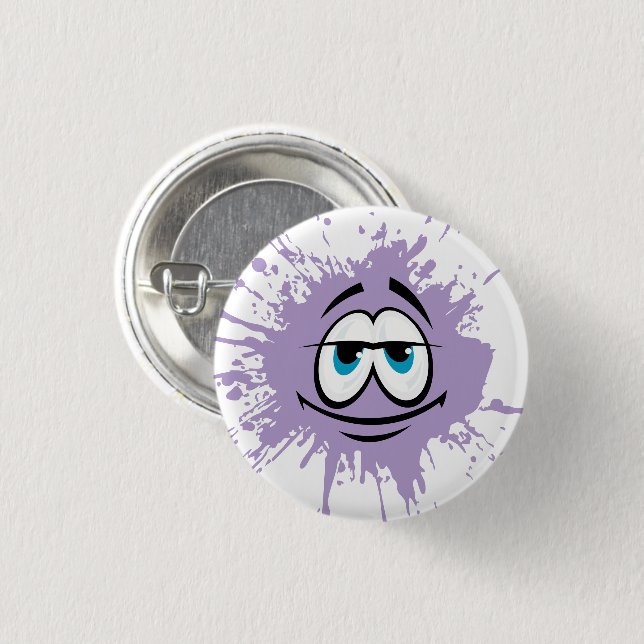 Cute Purple Splatter Face Button (Front & Back)