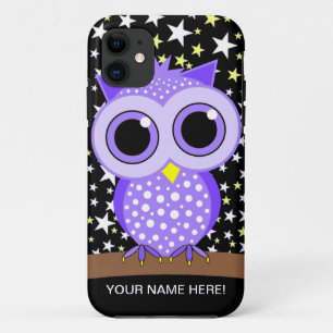 cute purple spotted owl iPhone 11 case