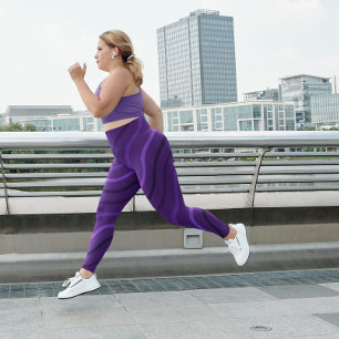 Cute Purple Stripe Gym Yoga Women Tight Leggings
