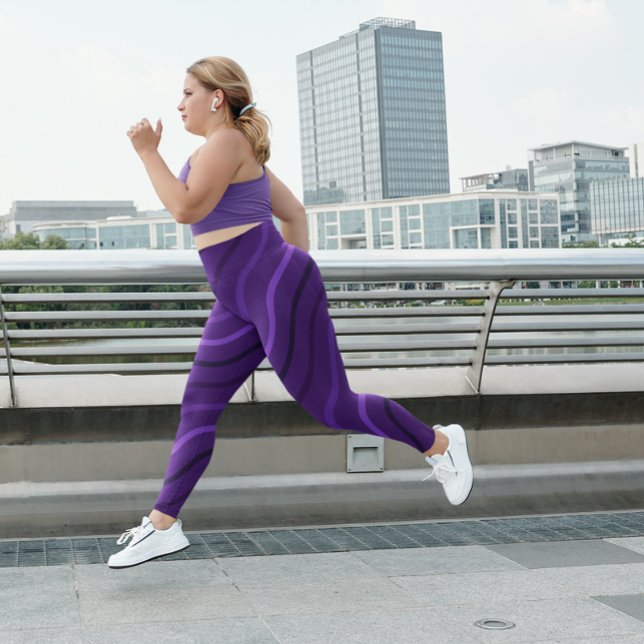 Cute Purple Stripe Gym Yoga  Women Tight Leggings (Creator Uploaded)