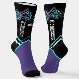 Cute Purple, Teal, White and Black Cheer  Socks